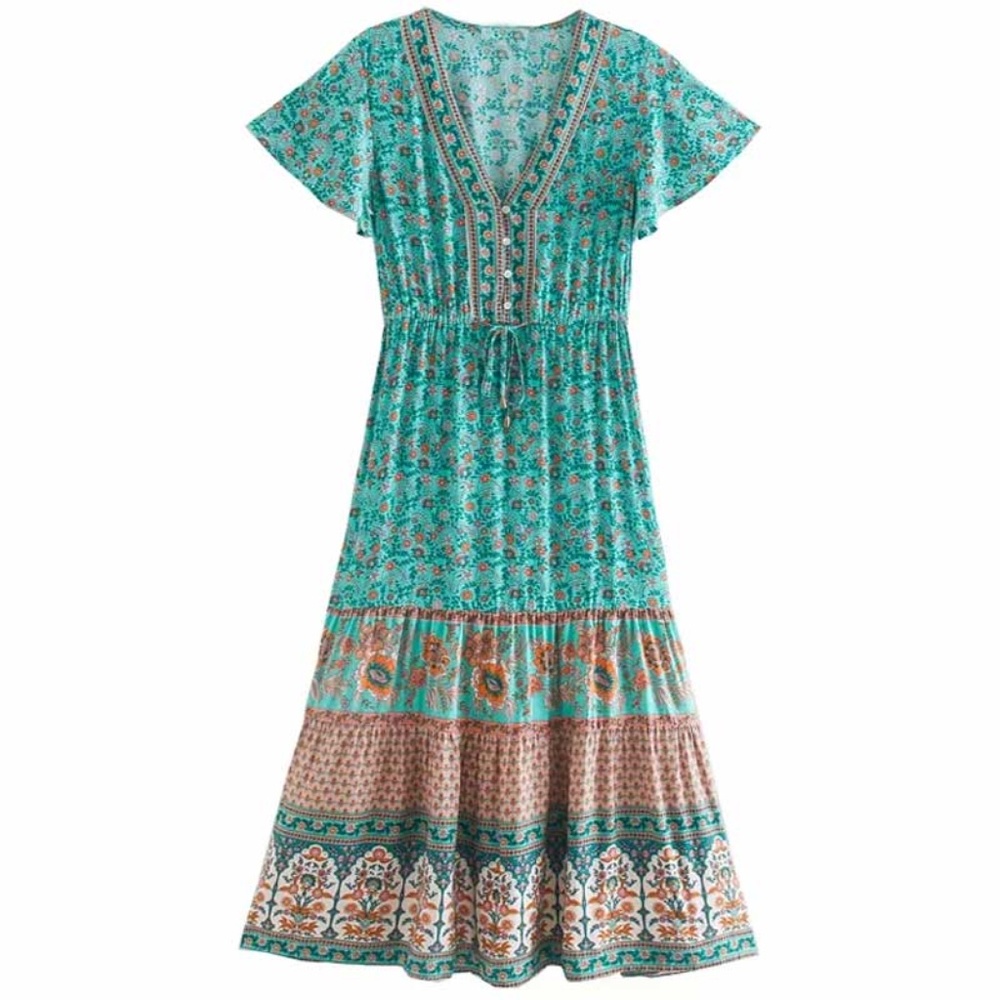 Boho Chic Gypsy Floral print Maxi Dress - Picture 7 of 7